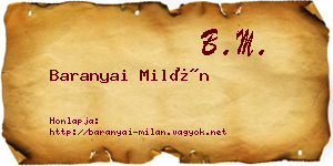 Baranyai Milán névjegykártya